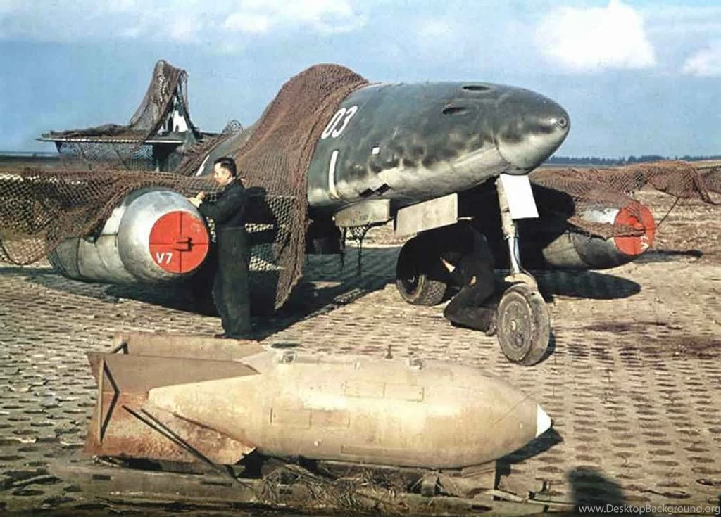 Messerschmidt Me 262 With Camouflage On Airfield Historical ...
