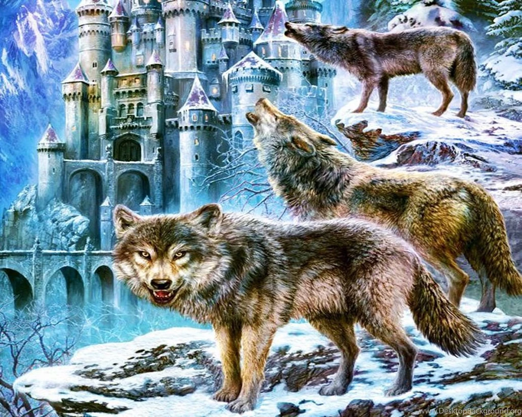 Other: Wolves Snow Castle Winter Wolf Pack Predator Mountains ...