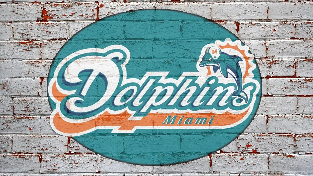 Nfl Miami Dolphins Logo On Grey Brick Wall