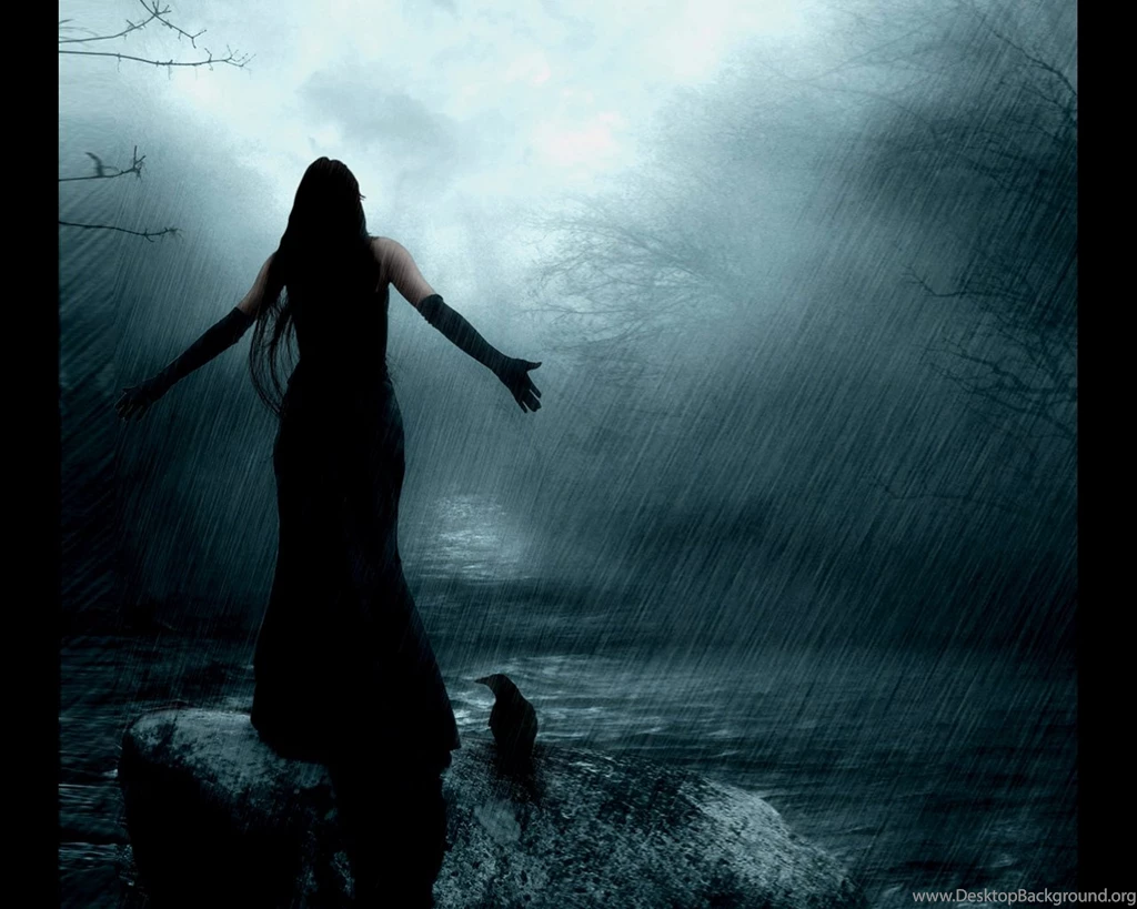Black Dressed Woman In The Rain Wallpapers From Gothic Girls Wallpapers