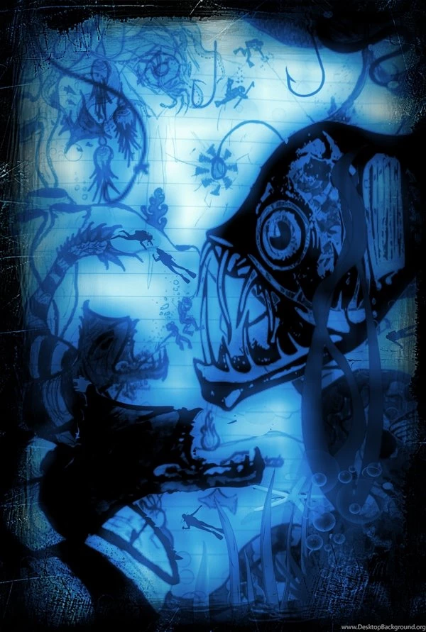 Water,blue Water Blue Ocean Seas Monsters Diver Fish Nightmare ...