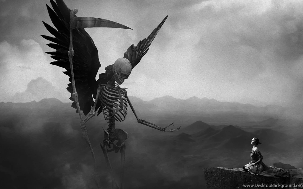 Skeleton Death Girl On Knees Wallpapers