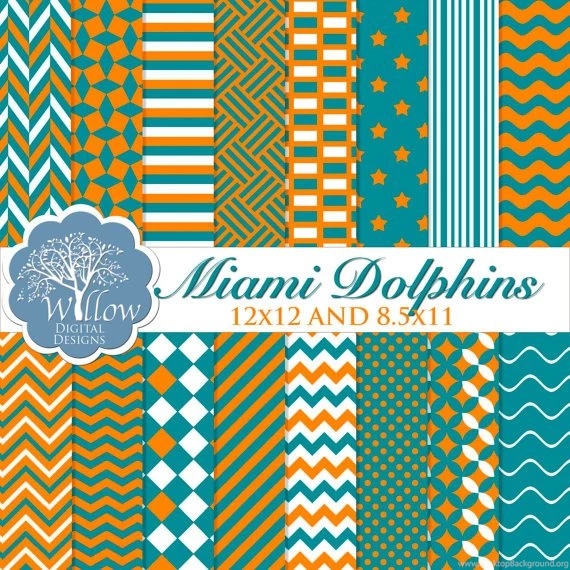 Miami Dolphins Digital Scrapbook Paper By WillowDigitalDesigns