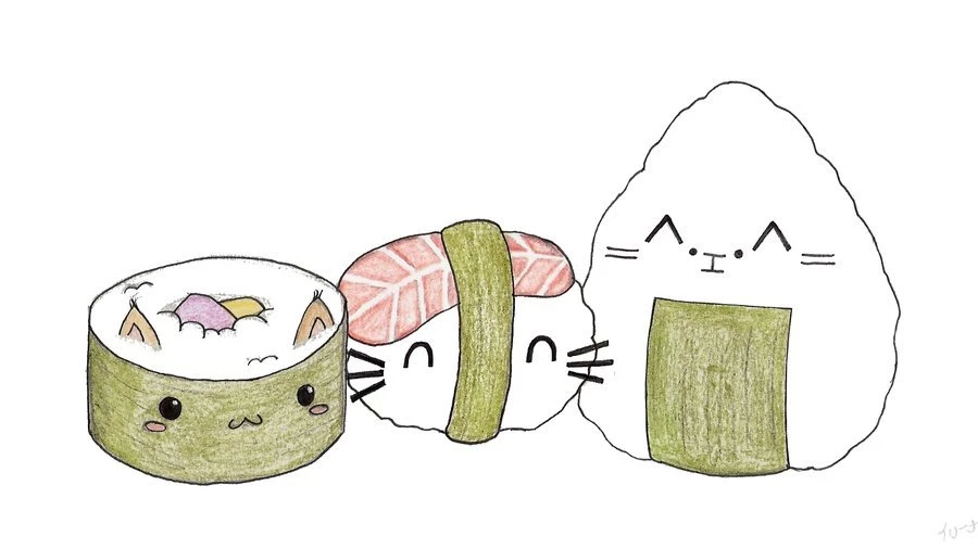 Как нарисовать суши котика