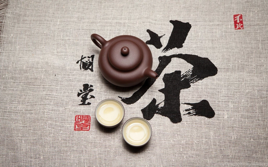 Chinese Letters, Cloth, Tea, Bowls HD Wallpapers