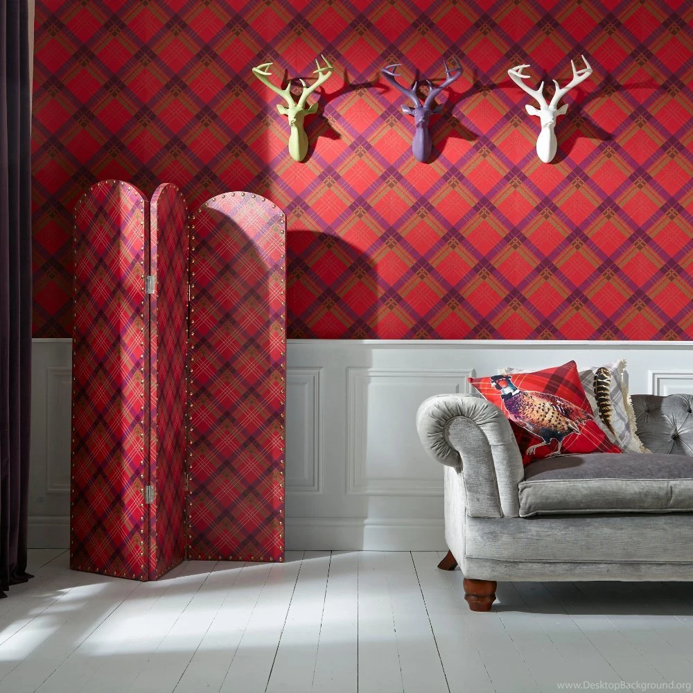 Arthouse Vintage Fairburn Tartan Check Textured Vinyl Wallpapers 252706