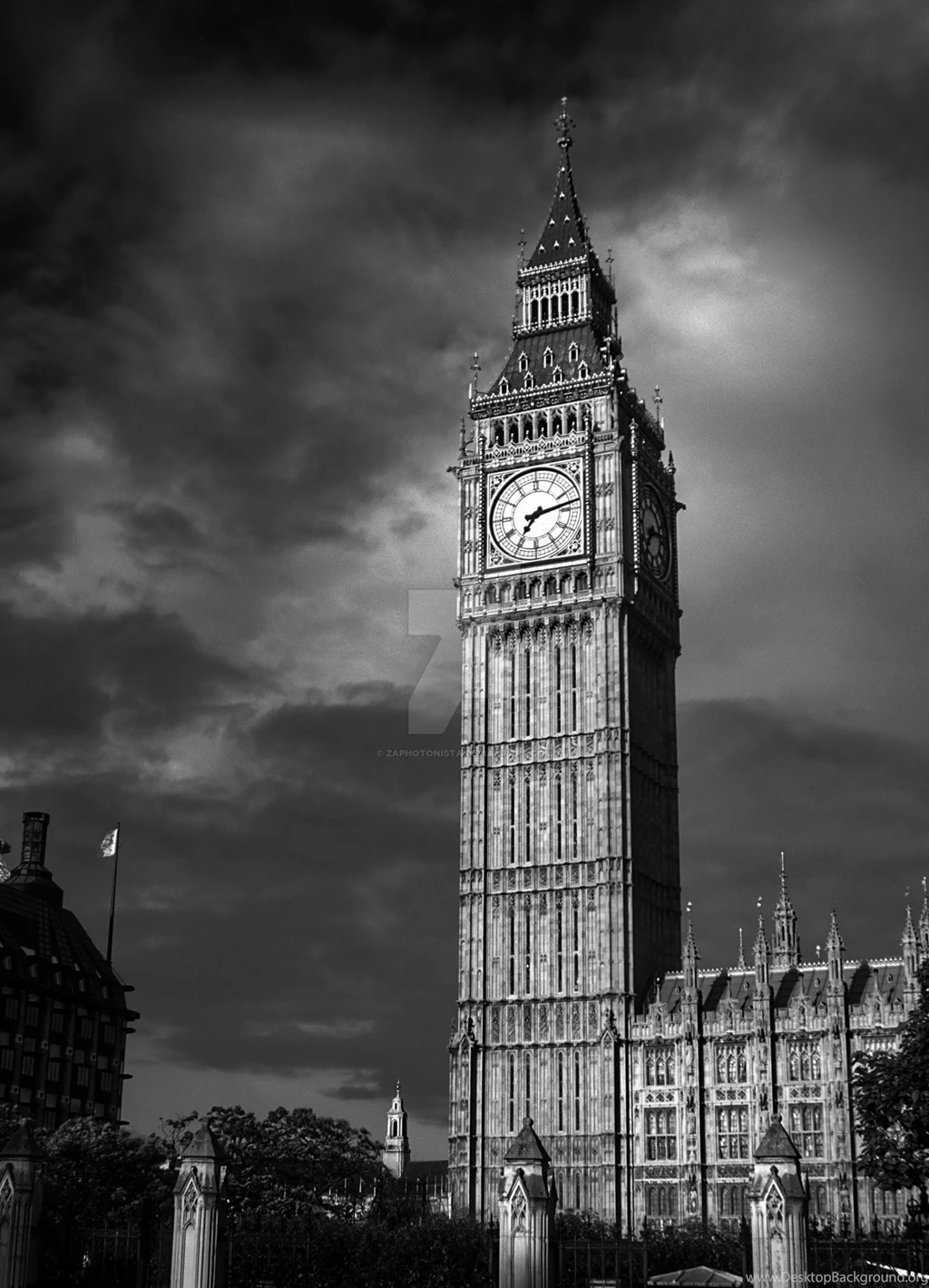 Big Ben Drawing Black And White Wallpaper.