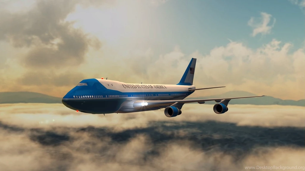 Air Force One President Airplane Boing In Fly Close Up Movie ...