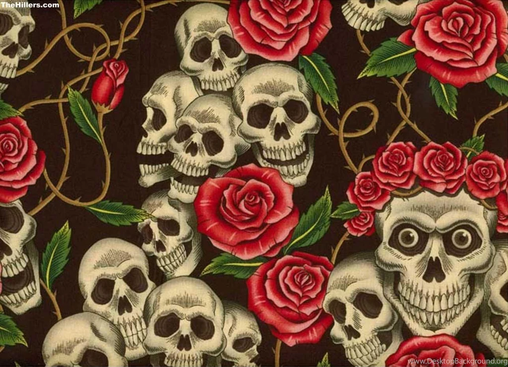 SKULL ROSES WALLPAPER (