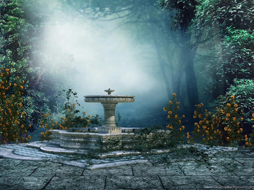 Fountain Forest Flower Fantasy Wallpapers