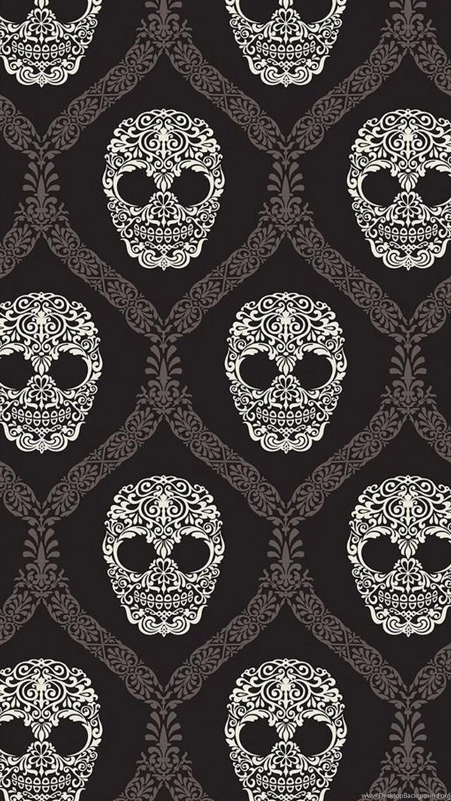 Floral Skulls Pattern Black And White iPhone 5 Wallpapers / IPod ...