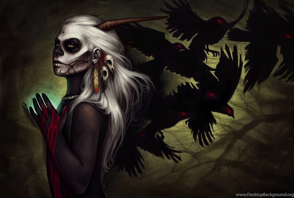 Wallpapers Scary Female Vampires Gothic Girl And Birds Horror ...