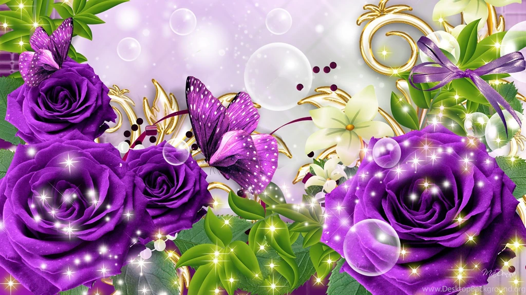 Images Of Purple Roses And Butterflies