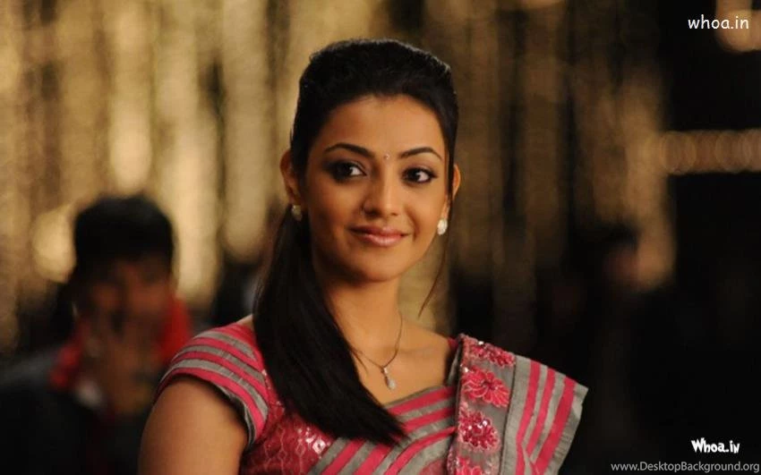 Kajal Agarwal In Pink Saree And Bindi Wallpapers