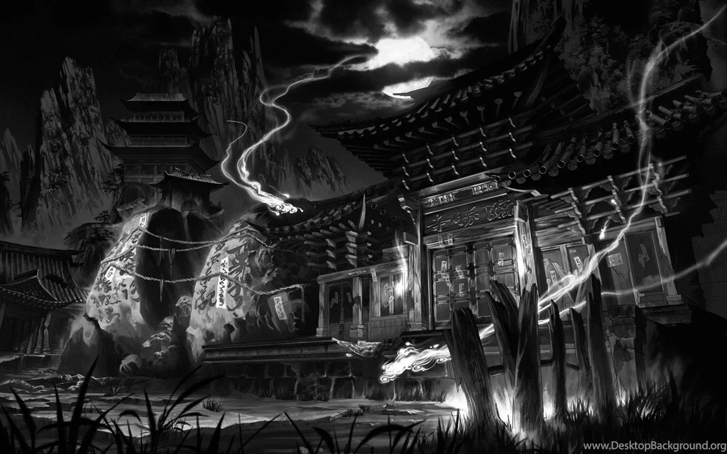 2560x1600 Night, House, The Temple, Black And White, Spirits ...