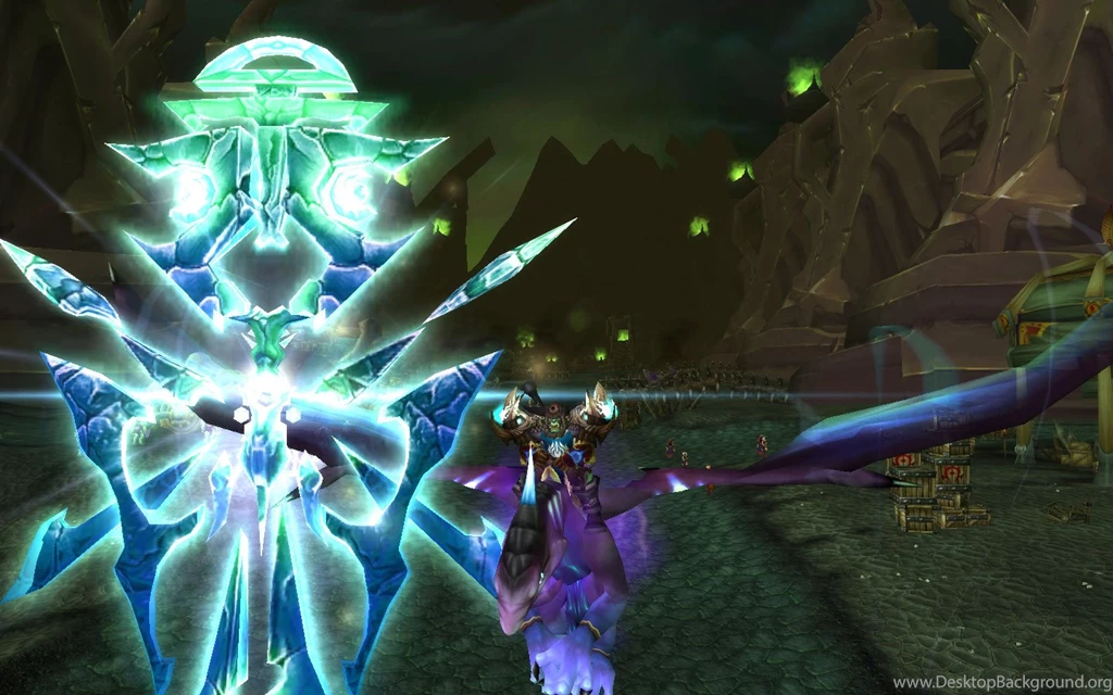 Kucha Poses Next To A Naaru Near The Black Temple In Shadowmoon Valley