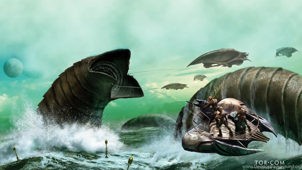 Battle Sea Monsters Dune Water Hd Wallpapers (