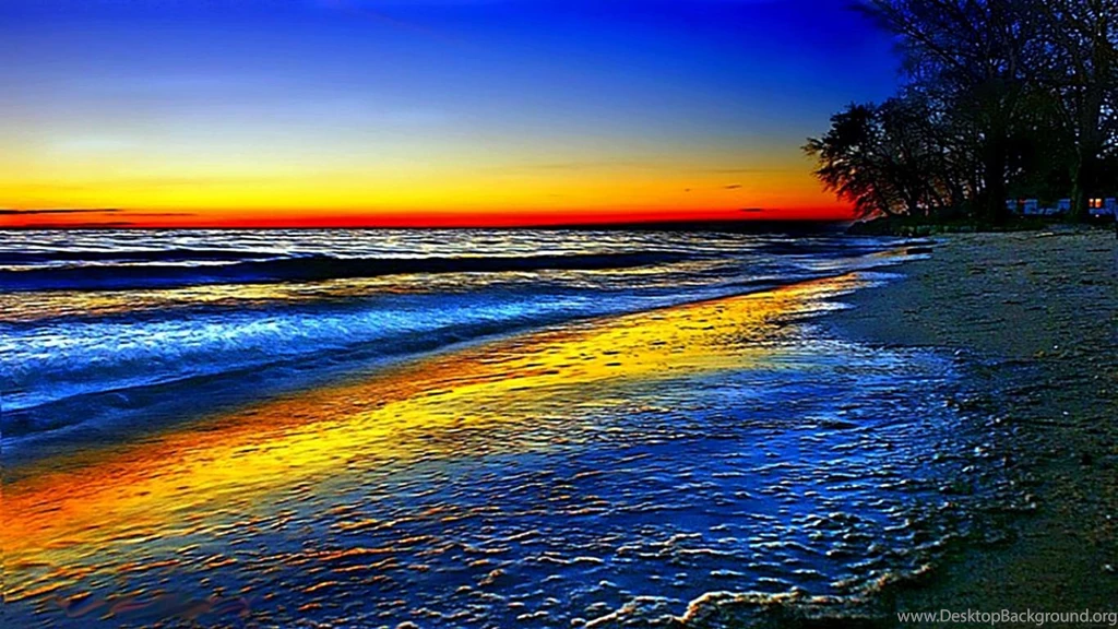 Wallpapers Summer Colorful Beach Ocean Rainbow Sky Trees Wave Free ...