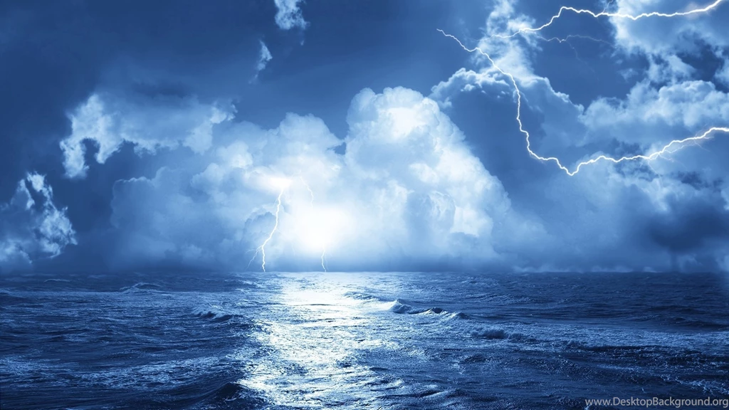 Download Wallpapers 1920x1080 Lightning, Sea, Storm, Clouds, Waves ...