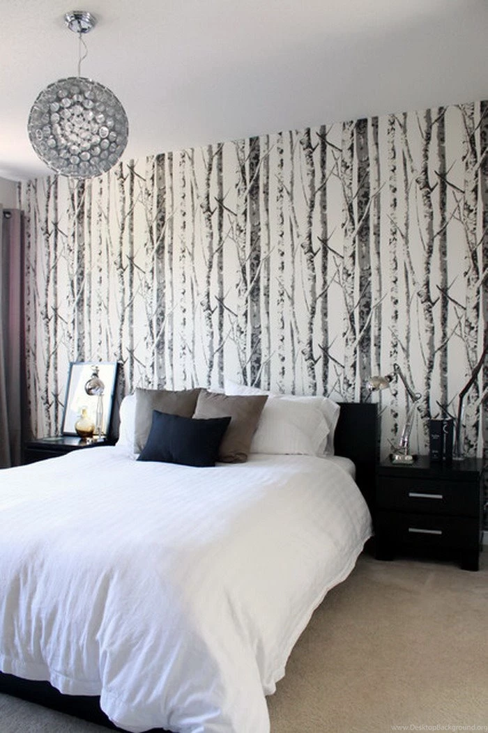 Living Room Ideas With Wall Mural In Natural Birch Theme ...