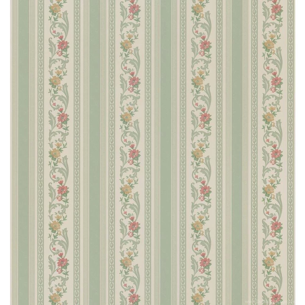 Brewster 56 Sq. Ft. Pomander Floral Stripe Wallpaper 979 62726 ...
