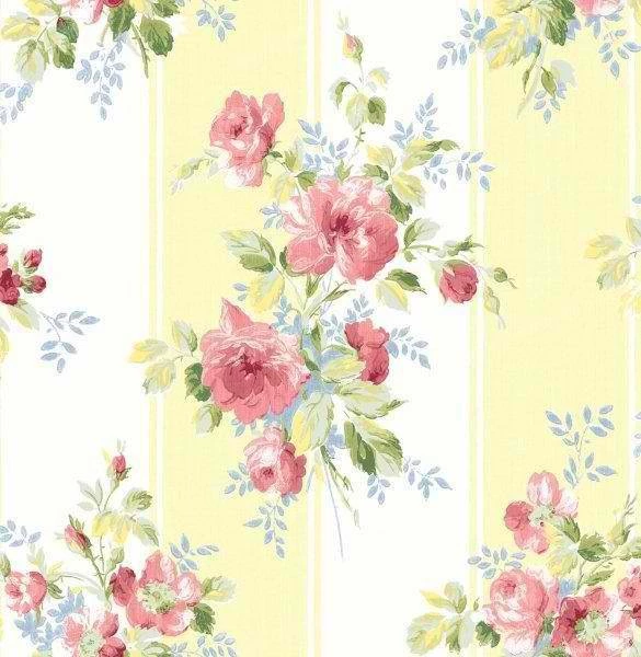 Blue Gray Floral Stripe Wallpapers By Wallquest