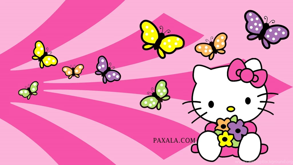 Download Hello Kitty Con Mariposas Colores Wallpapers 1366x768 ...