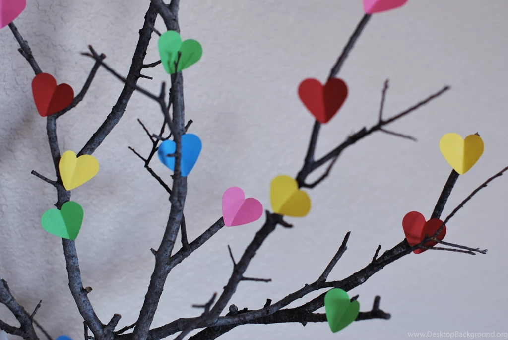 Beautiful Love Heart Tree Colorful Wallpapers
