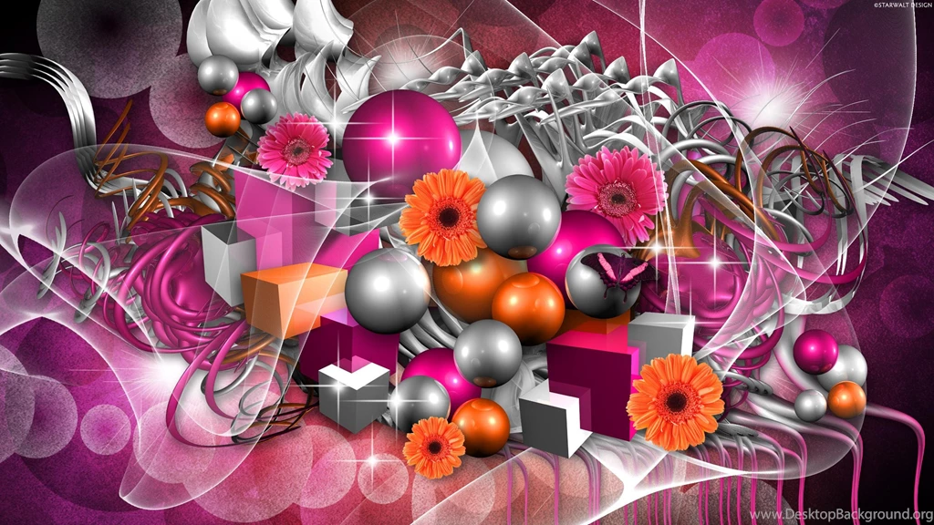 PINK N ORANGE ABSTRACT WALLPAPER   (