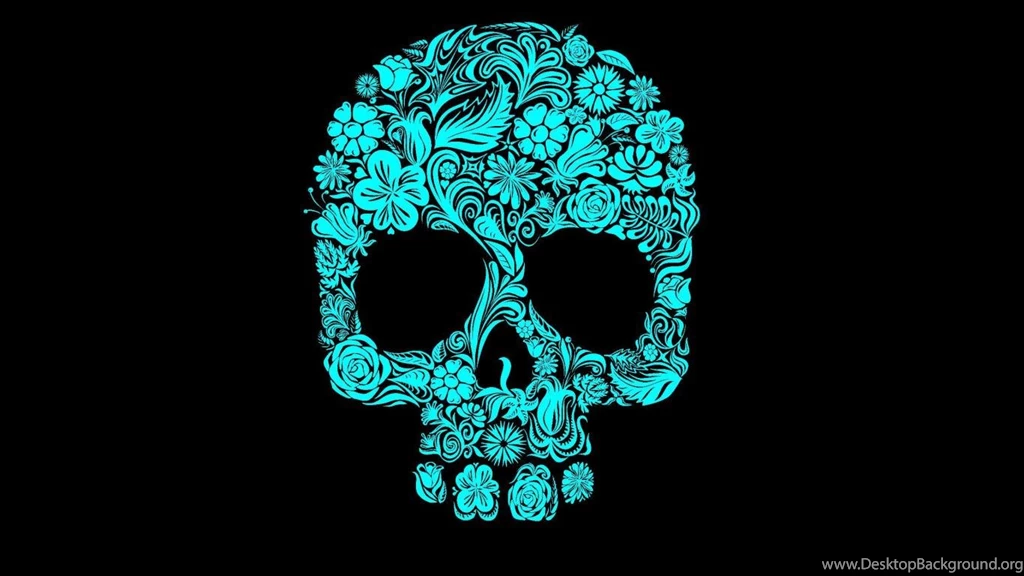 Teal Blue Floral Sugar Skull   (