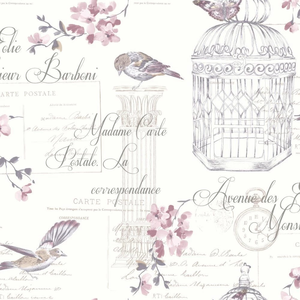 Birds And Typography Shabby Chic Wallpapers (natural) The Shabby ...