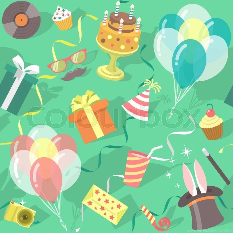 Modern Flat Vector Seamless Birthday Party Pattern With Colorful ...