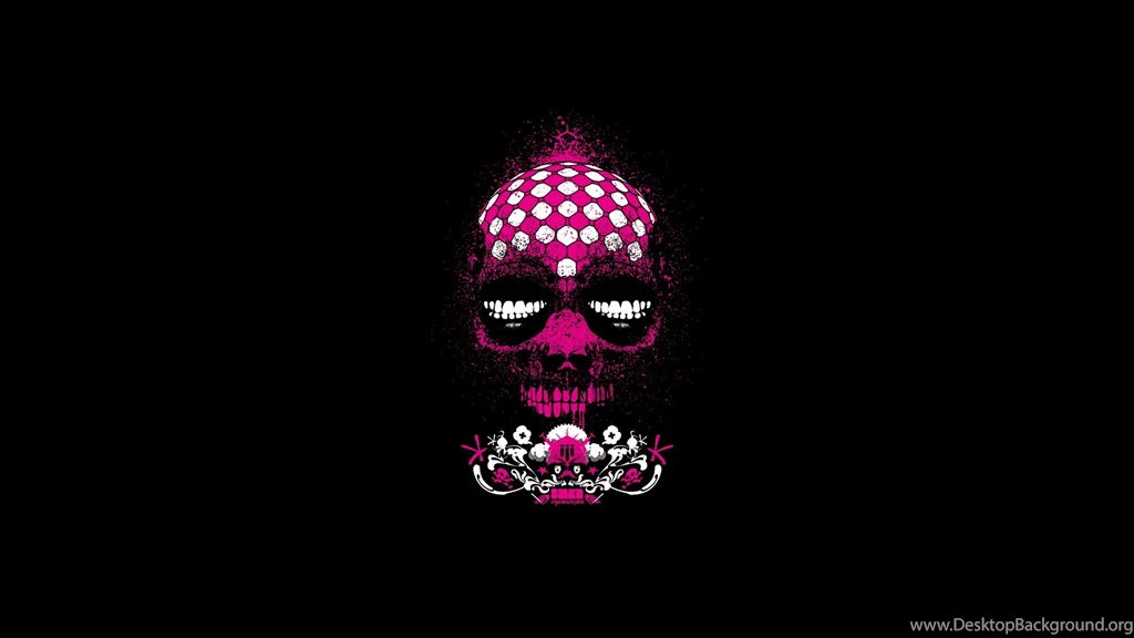 Pink Splatter Vectorized Skull