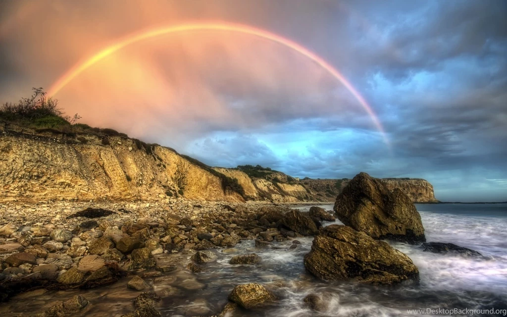 Rainbow Seashore Wide High Resolution Wallpapers For Desktop ...