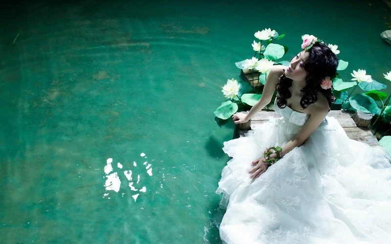 Women Brides Asians Rivers Lotus Flower – Nature Rivers HD Desktop ...