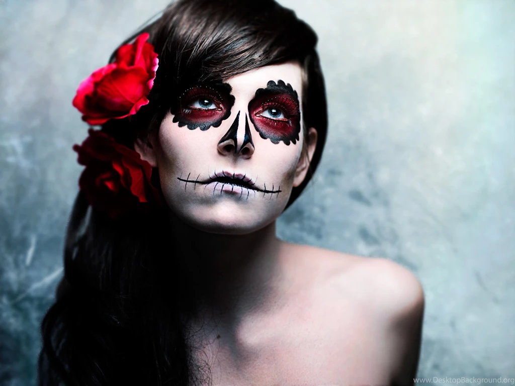 Day Of The Dead Makeup Half Face Wallpaper.