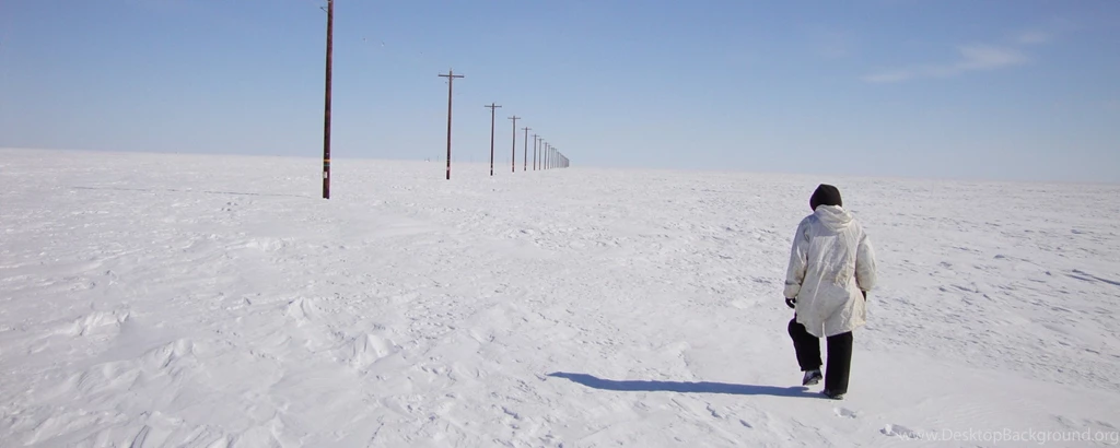 Download Wallpapers 2560x1024 Tundra, People, Snow, Footprints Dual ...