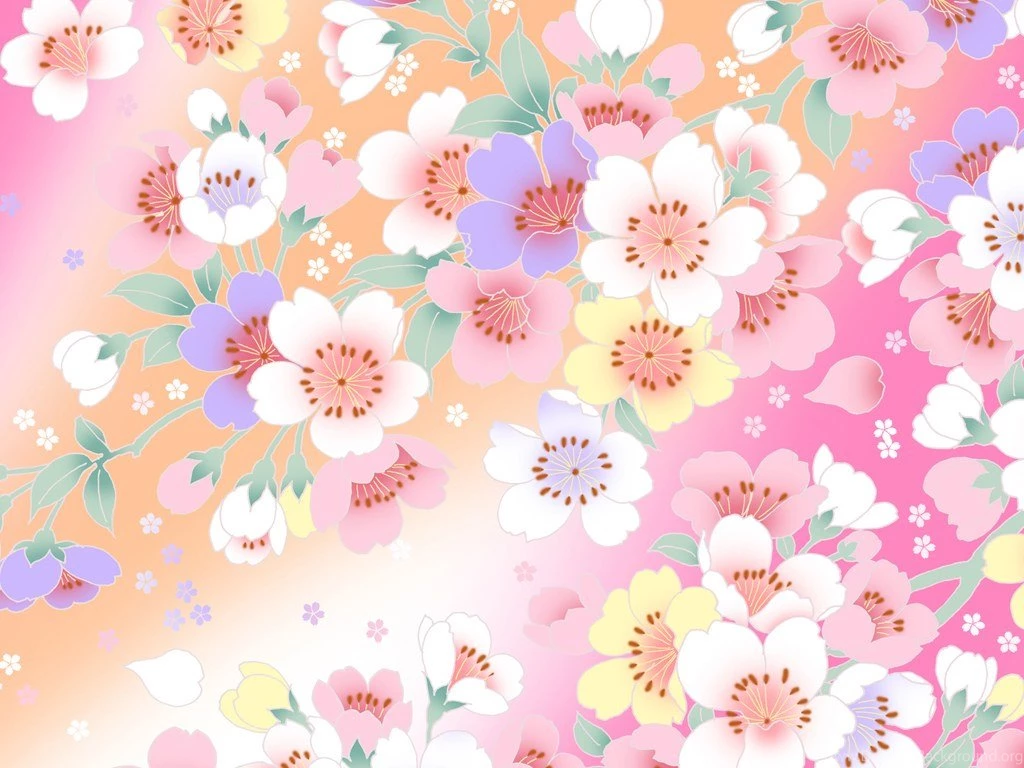 Colors In Japanese Style   Sweet Flower Pattern Design 1024x768 ...