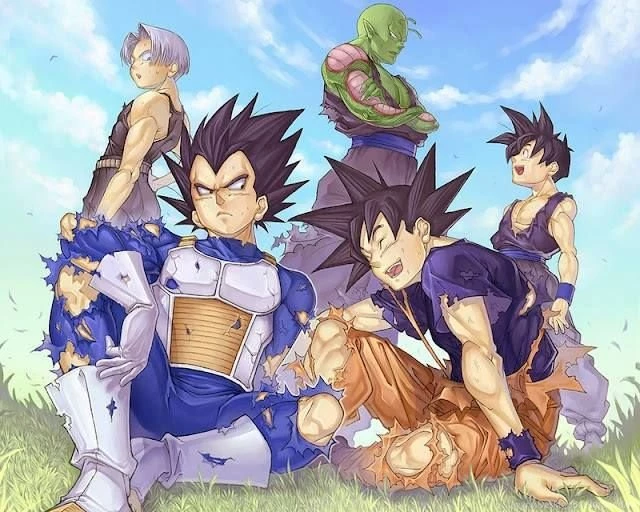 Future Trunks, Piccolo, Gohan, Vegeta, Goku