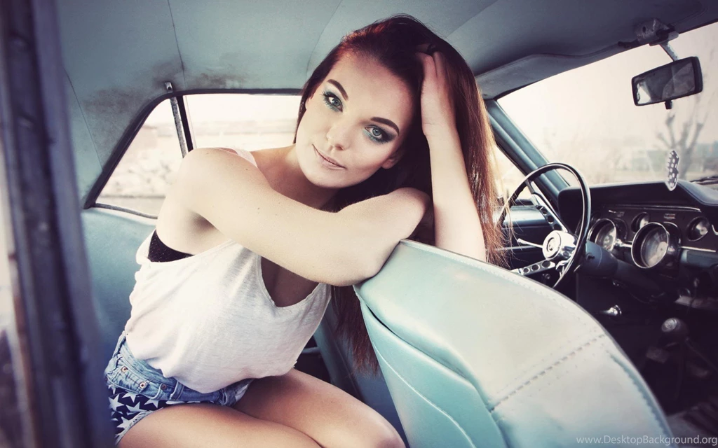 Lovely Girl Model Ford Mustang Car