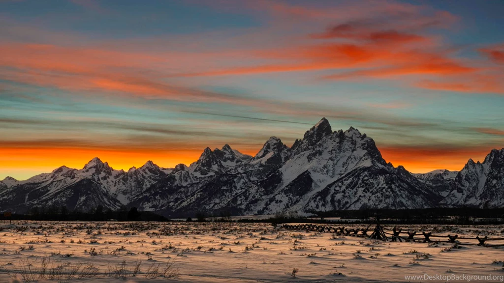 Sunset Highlights Above The Grand Tetons. Widescreen Wallpapers ...