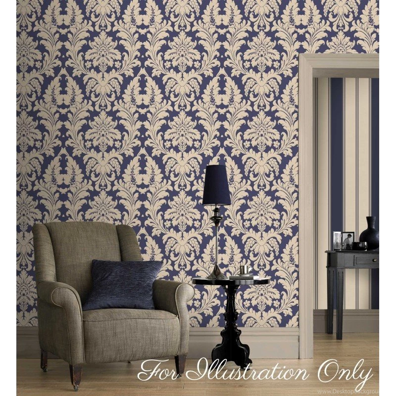 Burlington Shimmer Damask Pearl / Silver Wallpapers By Rasch 280210