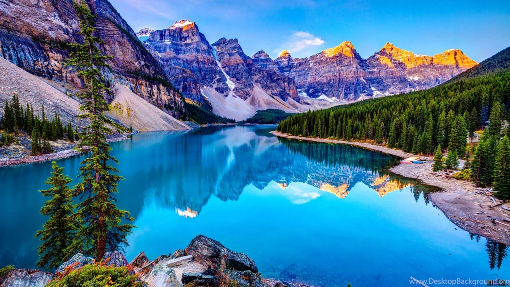 Download Wallpapers Moraine Lake, Ten Peaks Nat. Park Banff ...