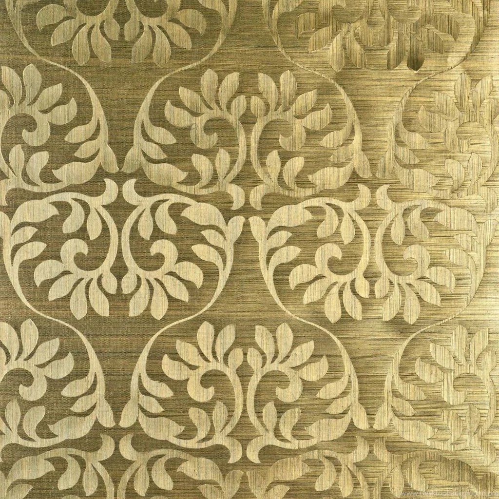 Decowunder Wallpapers Non woven Sisal Wallpapers Leaf Gold Green ...