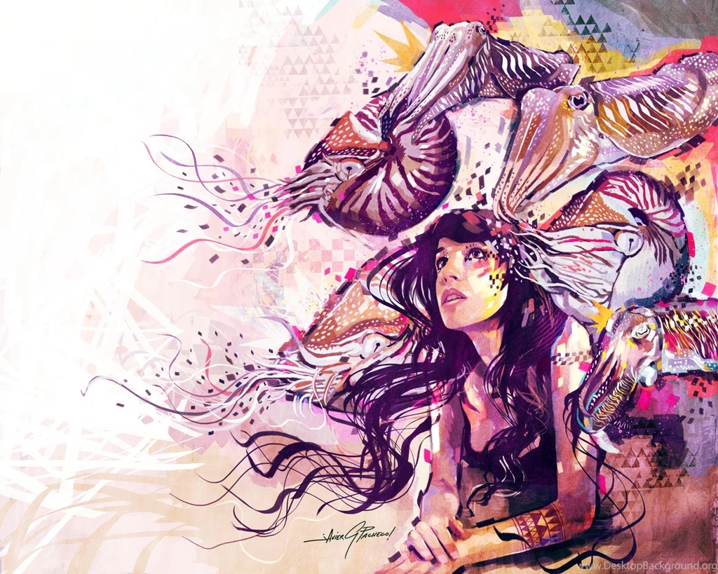 Lorena Cuttlefish Girl Cuttlefish Shellfish HD Wallpapers