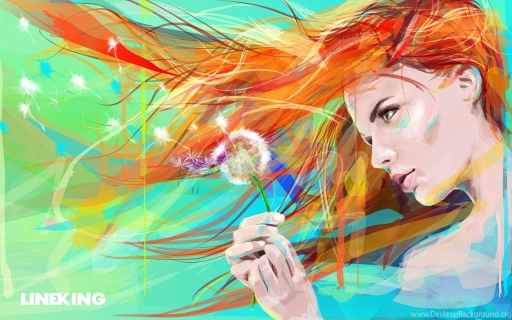 Painting art drawing girl flower dandelion wallpaper 1920x1200 ...