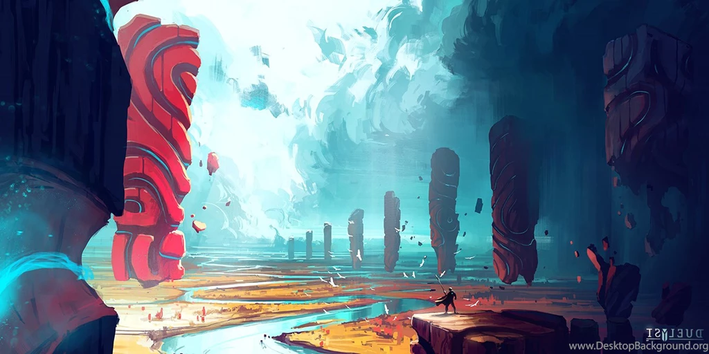 Painted, Wallpaper, , , Fog, On, Lake, Widescreen Images, Artwork ...