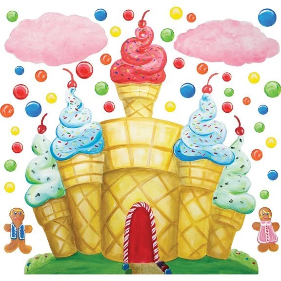 Cotton Candy Land Castle Wall Mural Sticker