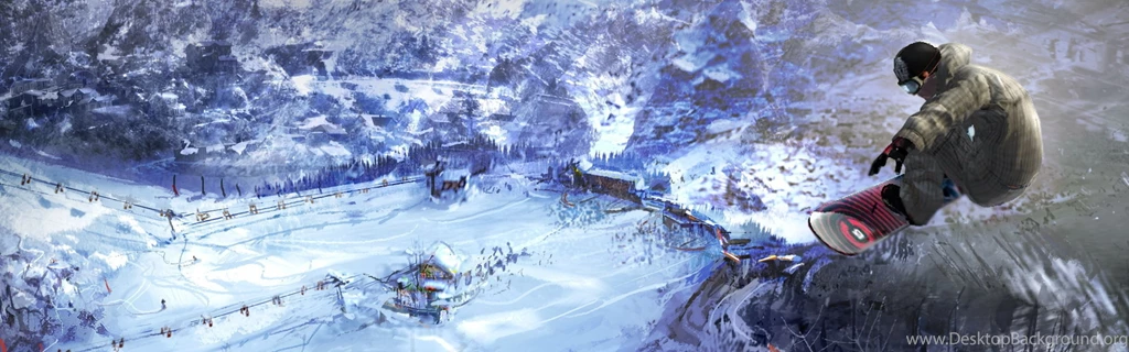 Download Wallpapers 3840x1200 Snowboard, Jump, Extreme, Descent ...