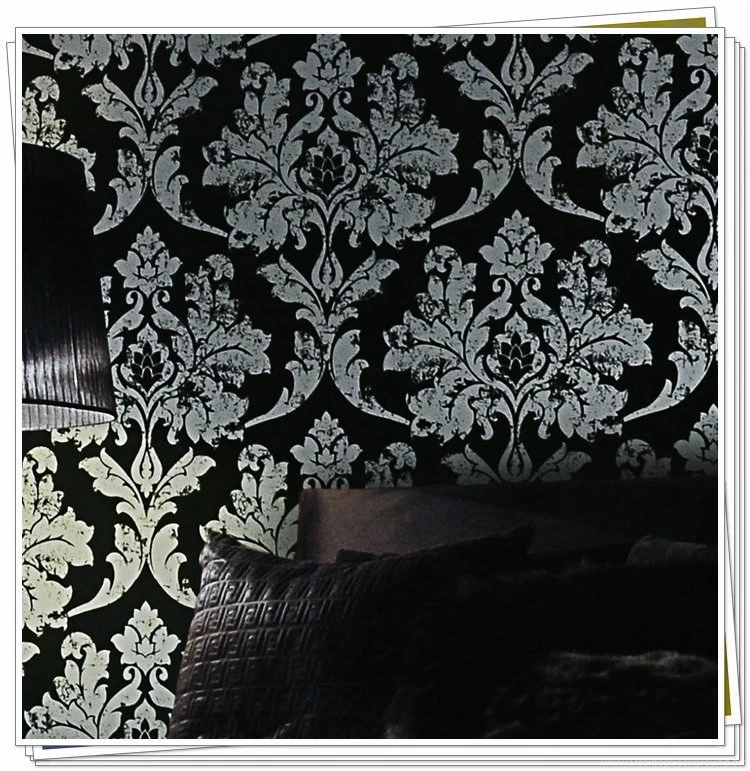 Home Decor Black/silver Damask Wallpapers Leather Bedroom Wallpapers ...